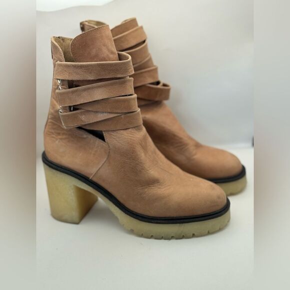 Free People Women’s Size 38.5 US 8 Jesse Cutout Platform Boots English Tan - Picture 3 of 14